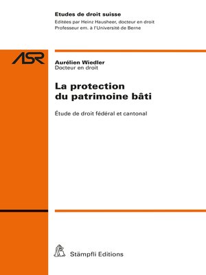 cover image of La protection du patrimoine bâti